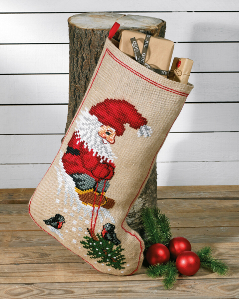 Kit de broderie Lutin et arbre de Noël 36 x 58 cm