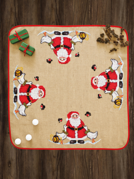 Kit de broderie Père Noël & oies 120 x 120 cm