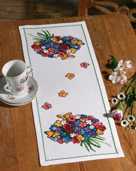 Kit de Broderie Bouquet de Fleurs 23 x 60 cm