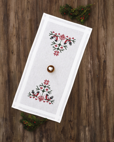 Kit de Broderie Oiseaux avec cœurs XXX 40 x 80 cm