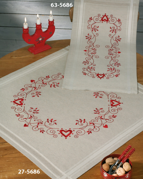 Kit de broderie Noël en rouge 40 x 80 cm