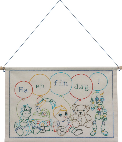 Kit de broderie Passe une bonne journée garçon 27 x 40 cm