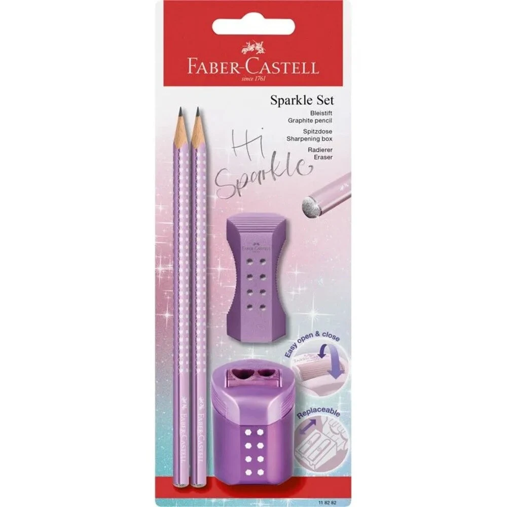 Faber-Castell Lot De 12 Crayons De Couleur Sparkle Pastel - Étui Métal, Couleurs Féminines Scintillantes