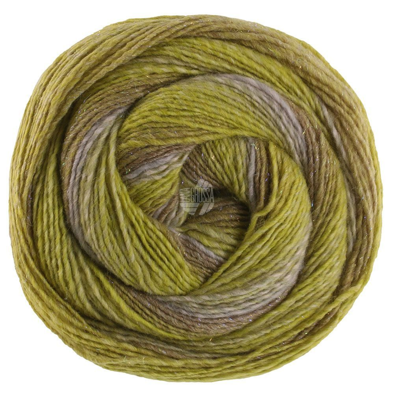Lana Grossa Gomitolo Gala 4034 Gris violet/olive foncé-/clair/vert citron