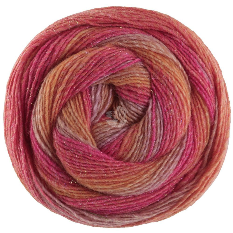Lana Grossa Gomitolo Gala 4032 Violet gris/rose/rouge tomate/jaune orangé
