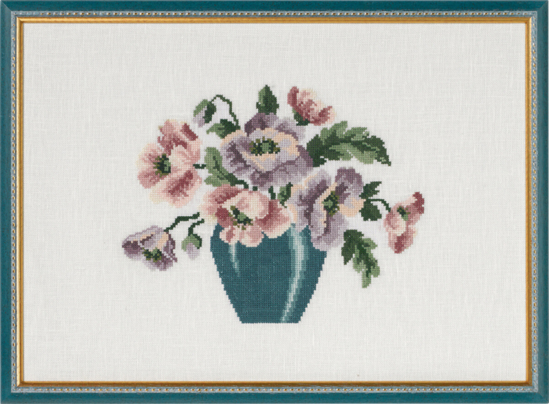 Kit de broderie Vase avec Anémones 38 x 27 cm