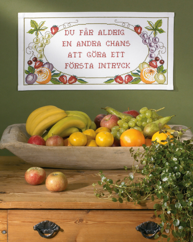 Kit de broderie Fruit avec texte 57 x 29 cm