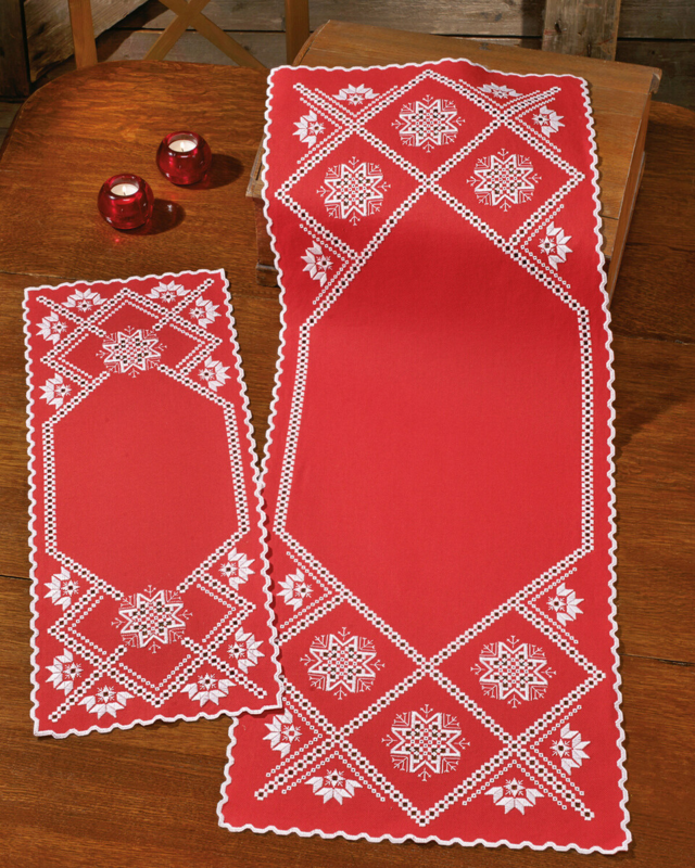 Kit de broderie Hardanger flocon de neige 40 x 105 cm