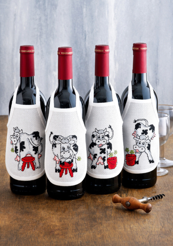 Kit de broderie Vache, tabouret et seau 10 x 15 cm