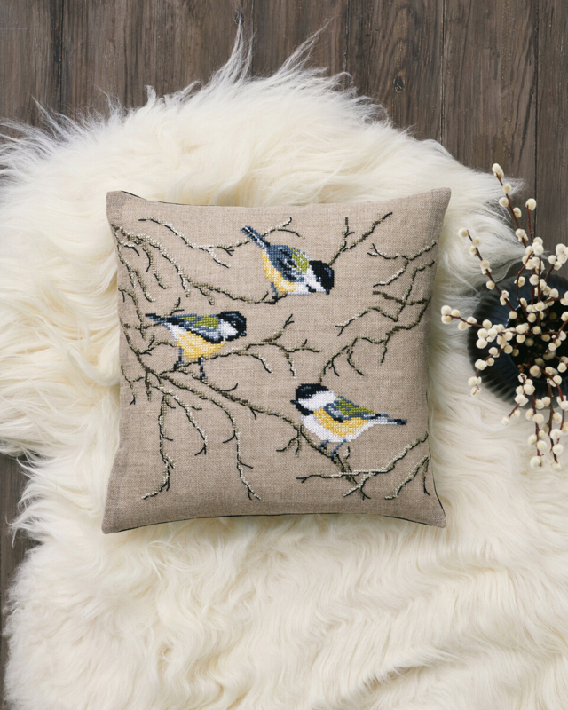 Kit de broderie Mésanges 40 x 40 cm