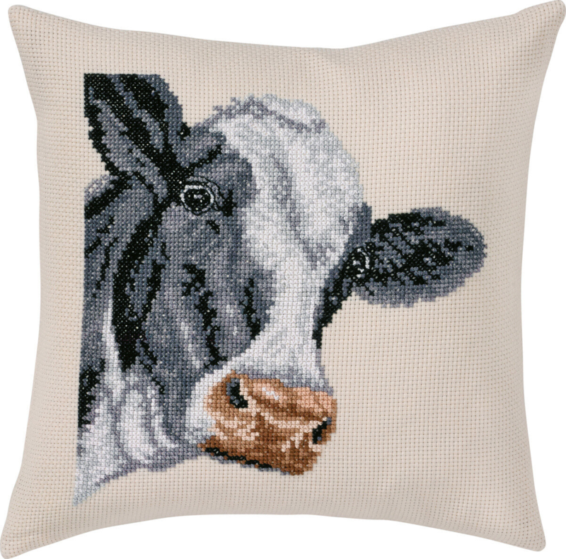 Kit de broderie Vache multicolore 40 x 40 cm