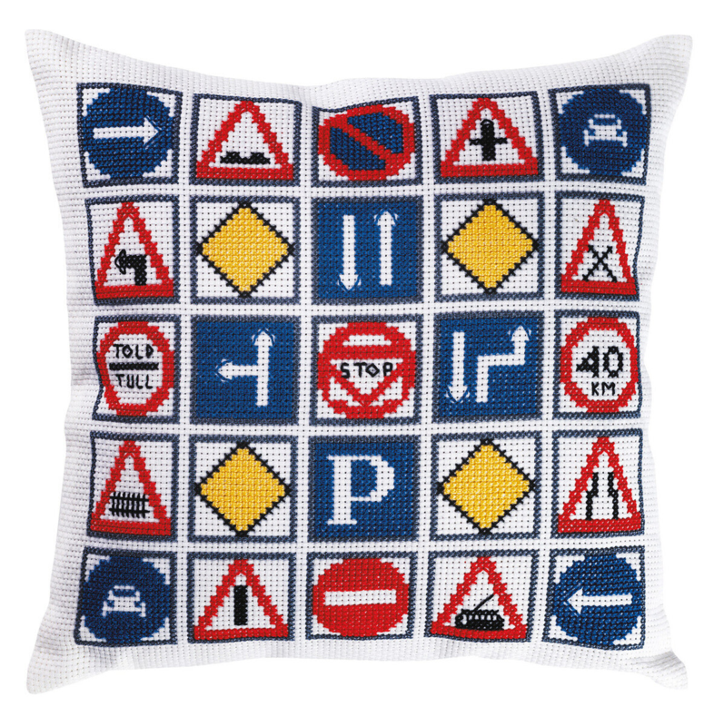 Kit de Broderie Panneaux de Signalisation 36x36 cm