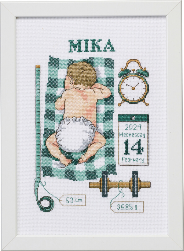 Kit de broderie Souvenir de baptême Mika 21 x 30 cm