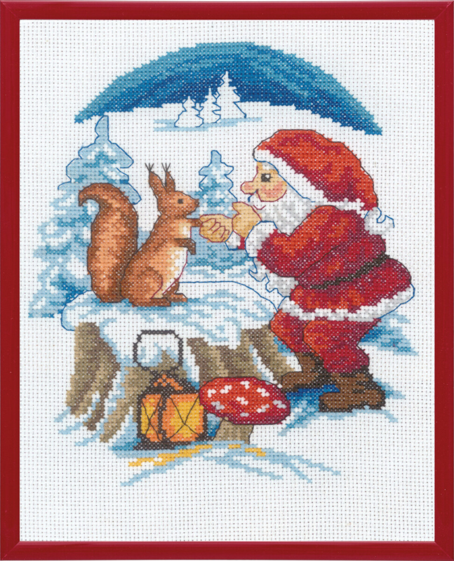 Kit de broderie Père Noël avec écureuil R5798 20 x 25 cm