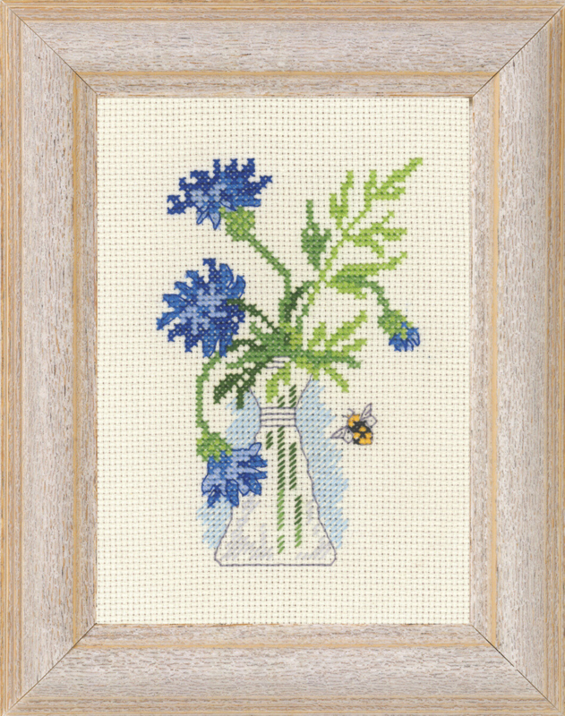 Kit de broderie Fleur des champs bleue R 5406 13 x 18 cm