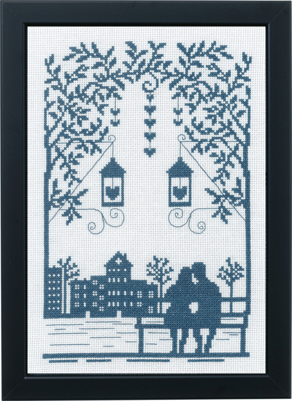 Kit de broderie Couple sur banc 29 x 20 cm