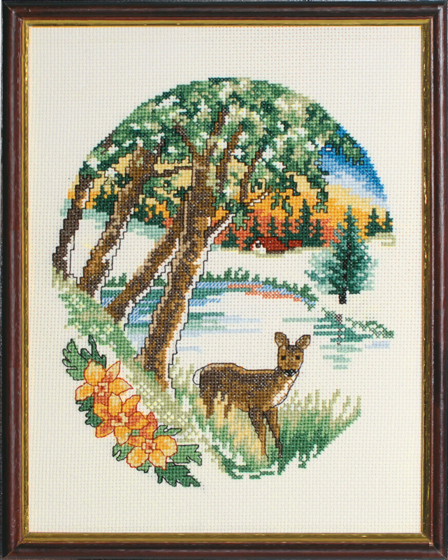 Kit de broderie Chevreuil au bord du lac 22 x 26 cm