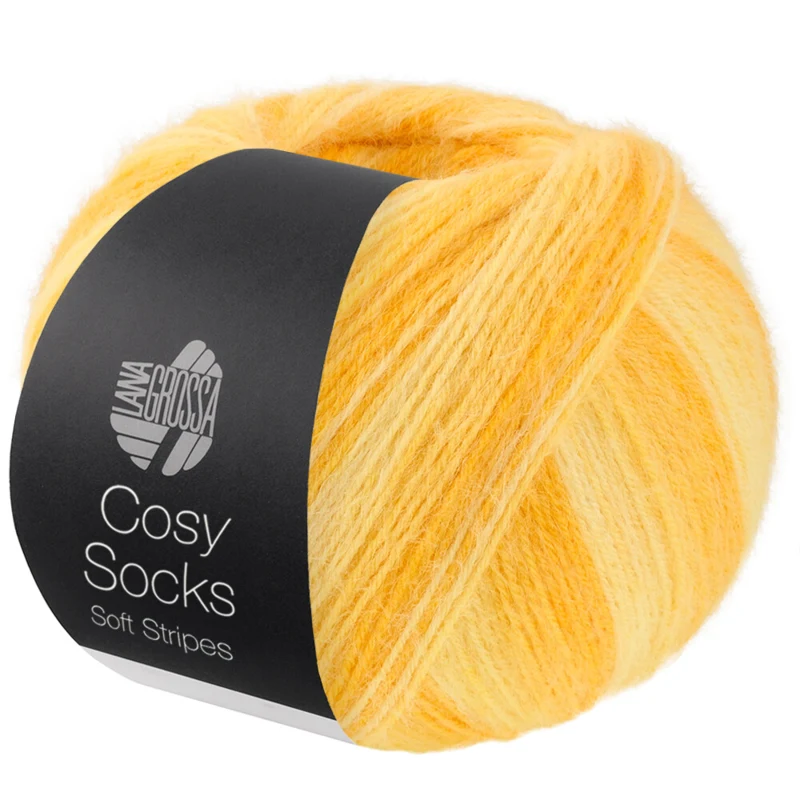 Lana Grossa Cosy Socks Soft Stripes 111 Jaune/jaune d'œuf/jaune safran