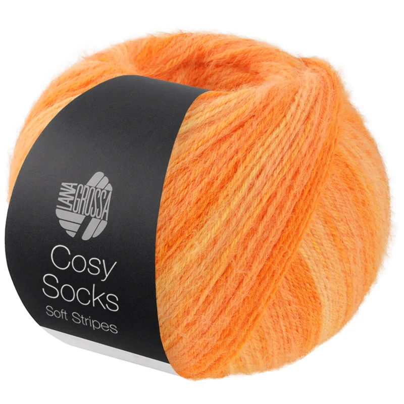 Lana Grossa Cosy Socks Soft Stripes 112 Orange pâle/mandarine/orange