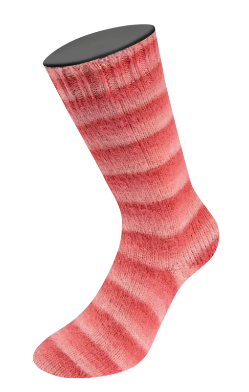 Lana Grossa Cosy Socks Soft Stripes 113 Saumon/rouge saumon/corail