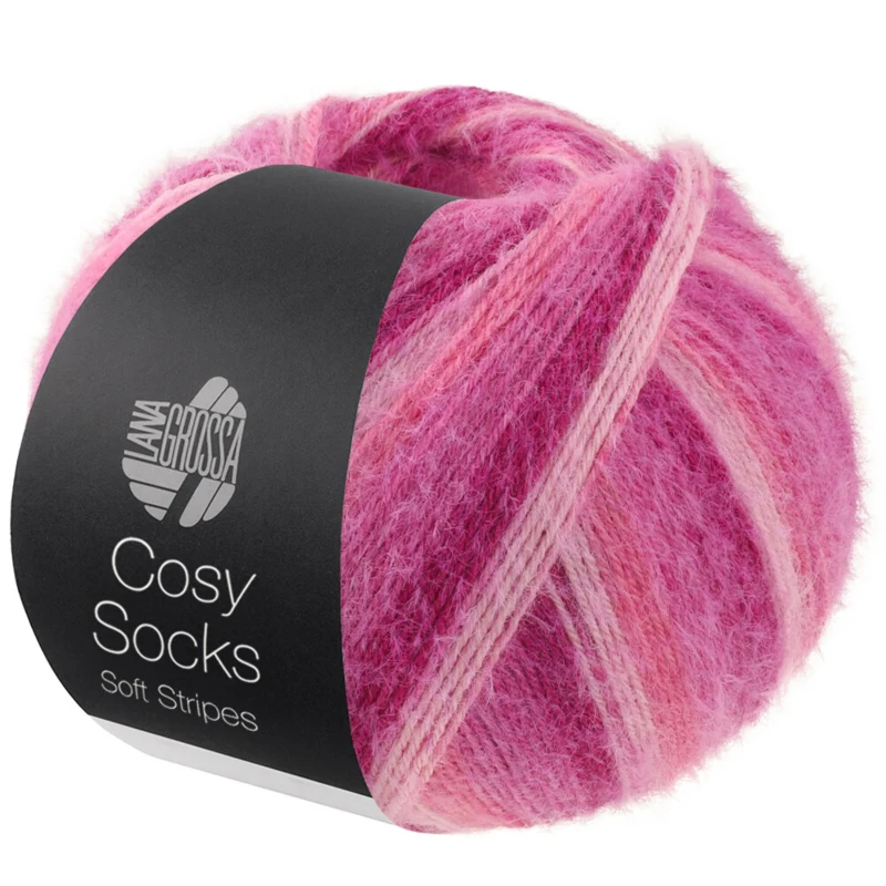 Lana Grossa Cosy Socks Soft Stripes 108 Rose/vieux rose/saumon/rose bruyère