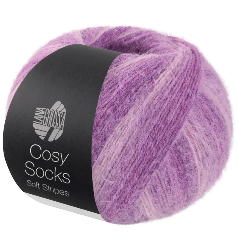 Lana Grossa Cosy Socks Soft Stripes 114 Lilas pâle/lilas/violet