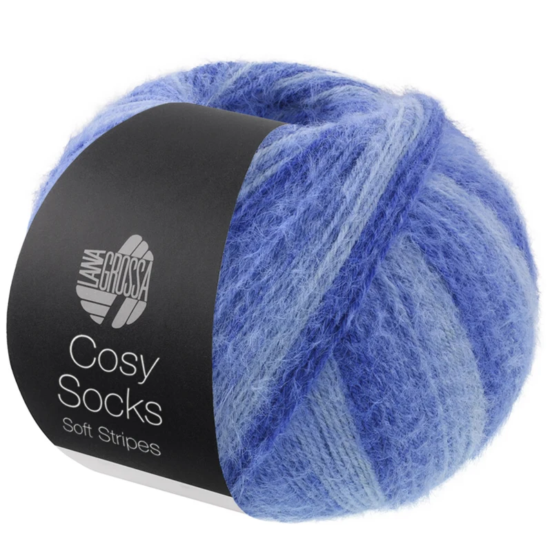 Lana Grossa Cosy Socks Soft Stripes 109 Bleu clair/bleu ciel/bleu/bleu marine
