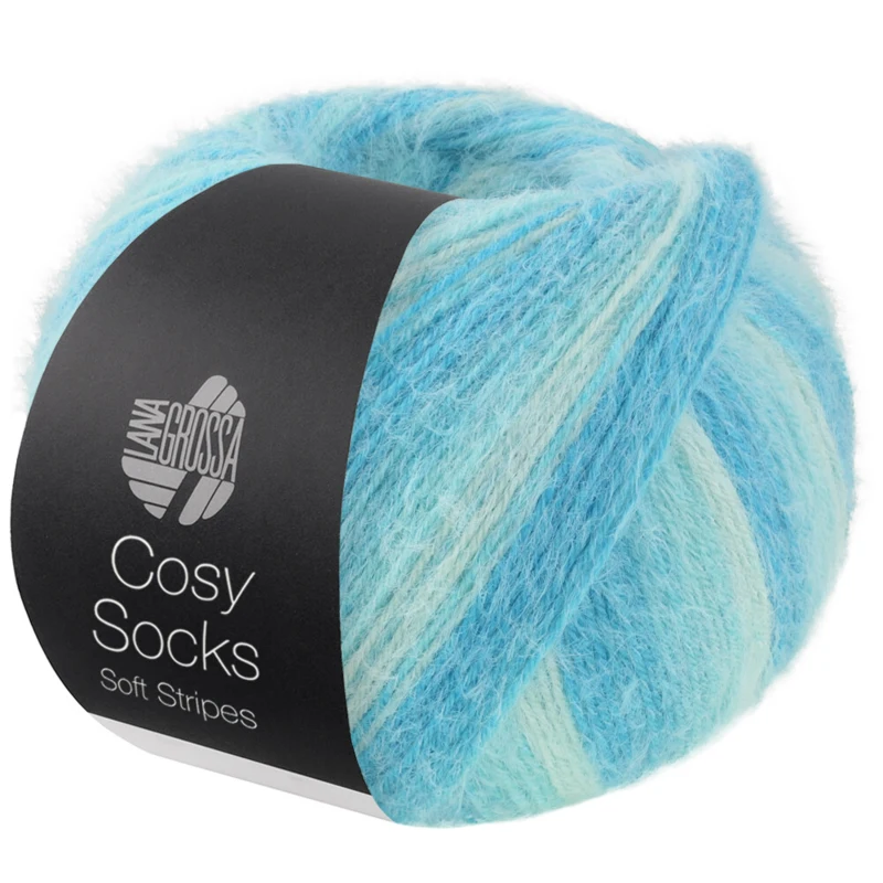 Lana Grossa Cosy Socks Soft Stripes 115 Menthe/turquoise clair/turquoise