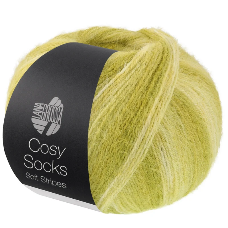 Lana Grossa Cosy Socks Soft Stripes 116 Citron vert/pistache/olive clair