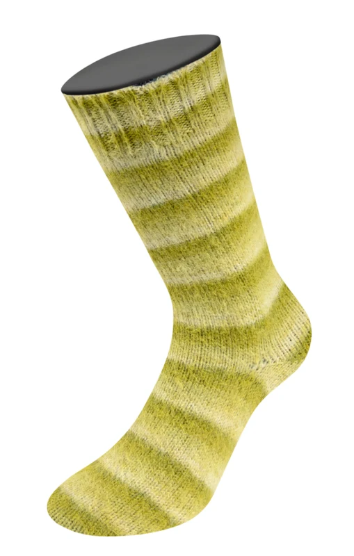 Lana Grossa Cosy Socks Soft Stripes 116 Citron vert/pistache/olive clair