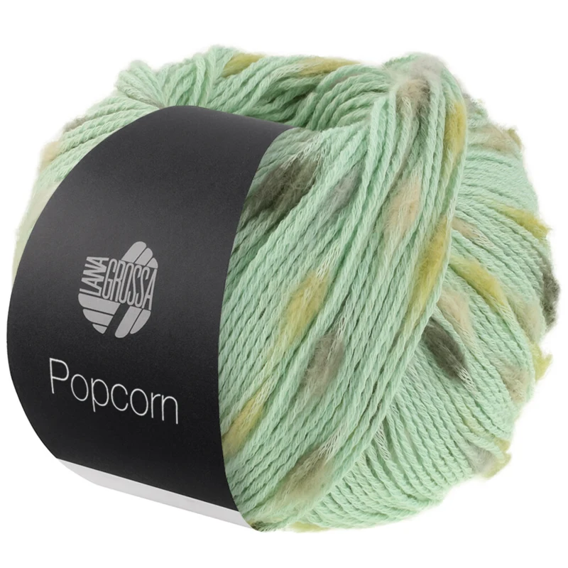 Lana Grossa Popcorn 16 Vert blanc/blanc cassé/jaune doux/olive/gris foncé