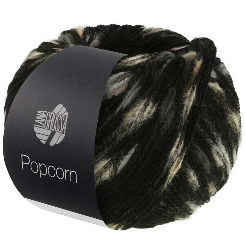Lana Grossa Popcorn 08 Noir/blanc cassé/beige