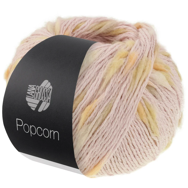 Lana Grossa Popcorn 04 Rose pastel/jaune doux/gris clair/pêche