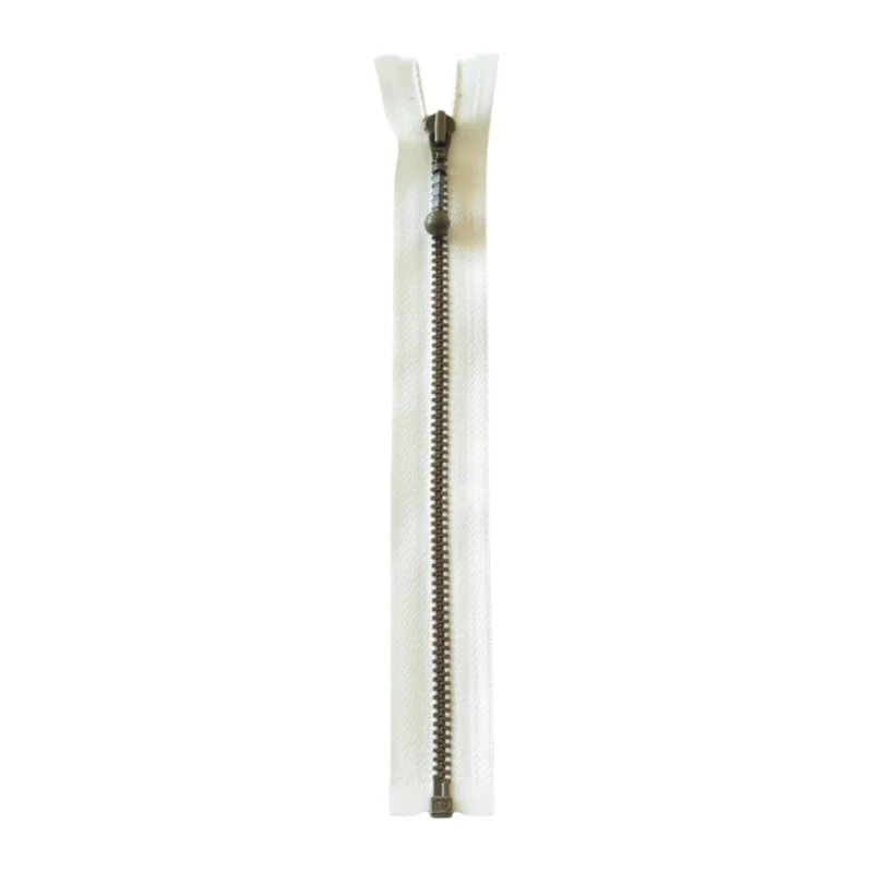 YKK Fermeture à Glissière Métal Séparable 4 mm (25-65 cm) 841 Écru, Laiton antique