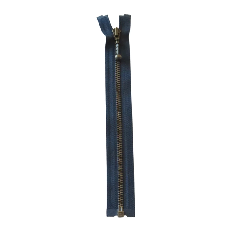YKK Fermeture à Glissière Métal Séparable 4 mm (25-65 cm) 560 Bleu marine, Laiton antique