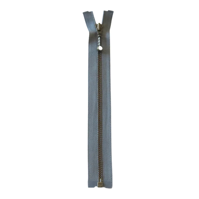 YKK Fermeture à Glissière Métal Séparable 4 mm (25-65 cm) 578 Gris, Laiton antique