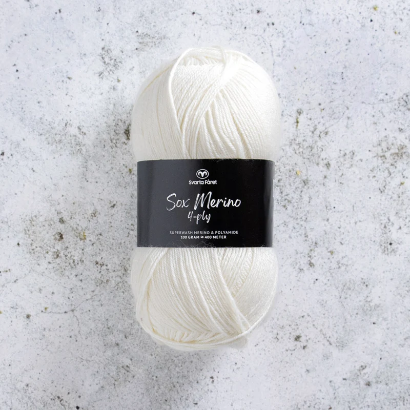 Svarta Fåret Sox Merino 4 ply 00 Blanc naturel