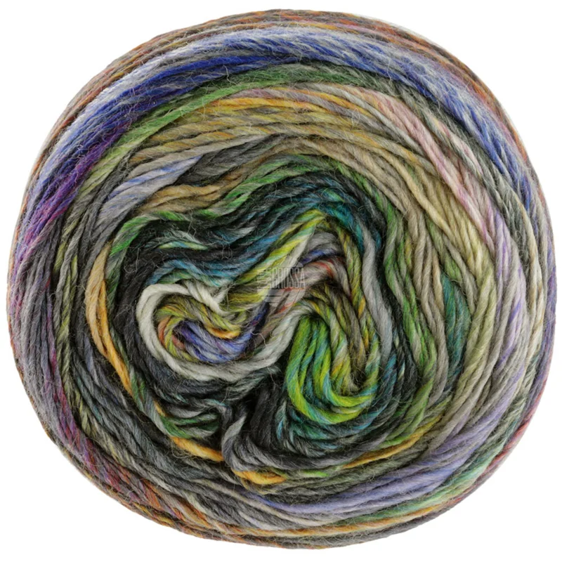 Lana Grossa Colorissimo 201 Gris clair/Gris foncé/Bleu glace/Pétrole/Rose tendre/Vieux rose/Gris brun/Olive/Violet/Turquoise