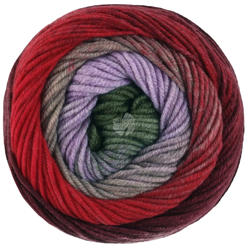 Lana Grossa Cool Wool Big Color 4045 Bordeaux/rouge/taupe/beige/lilas/vert mousse