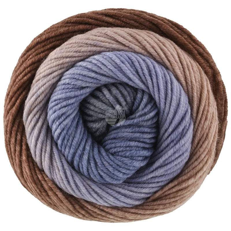 Lana Grossa Cool Wool Big Color 4050 Taupe/gris brun/gris bleu/bleu marine/bleu ciel