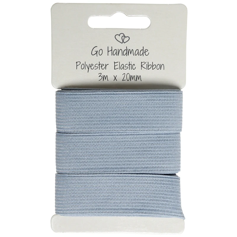 Go Handmade Bande Élastique: 3 m x 20 mm, Gris/bleu