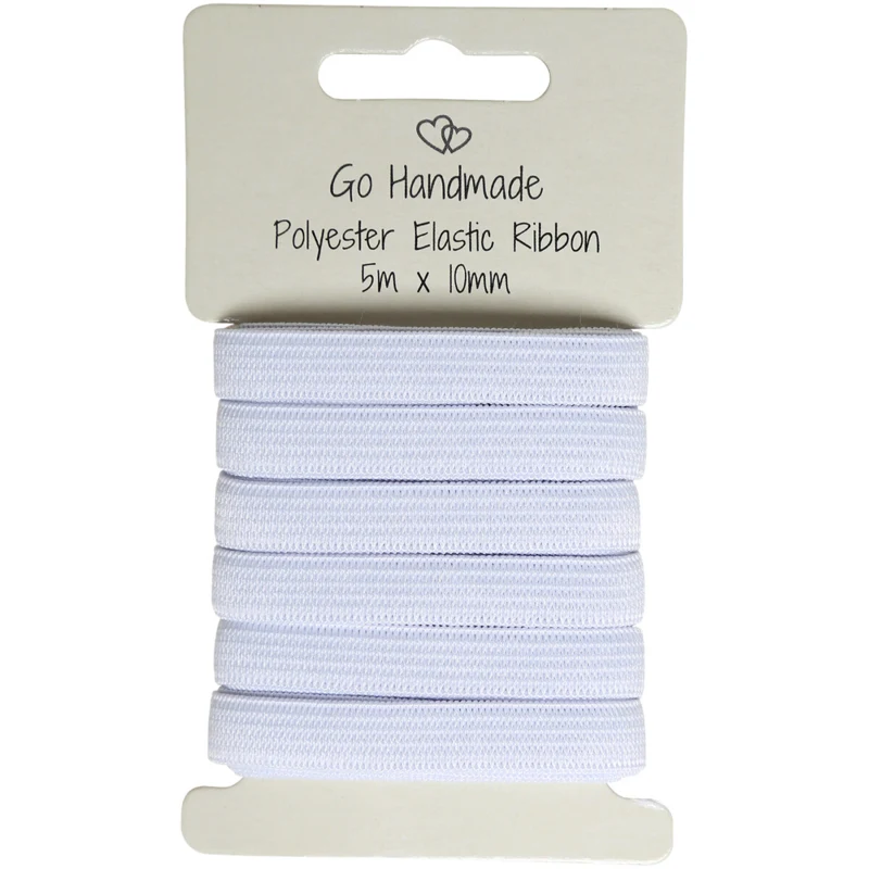 Go Handmade Bande Élastique: 5 m x 10 mm, Blanc