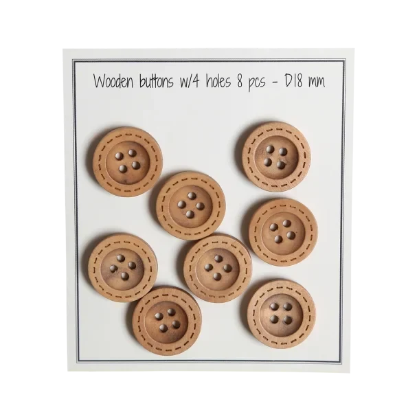 Boutons en bois Go Handmade (8 pièces): 18 mm