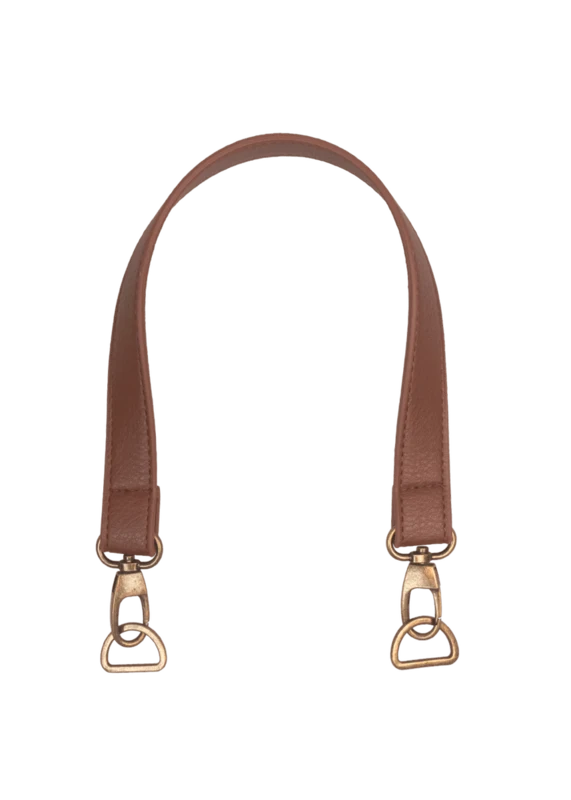 Go Handmade Anse de sac avec mousqueton et anneau en D: 50 x 2,5 cm, Marron/Bronze