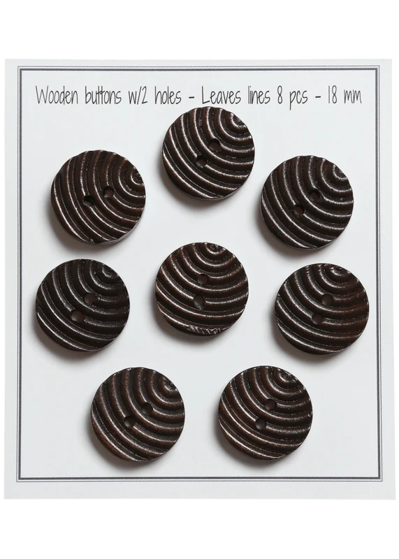 Go Handmade Boutons en bois - Lignes de feuilles: 18 mm