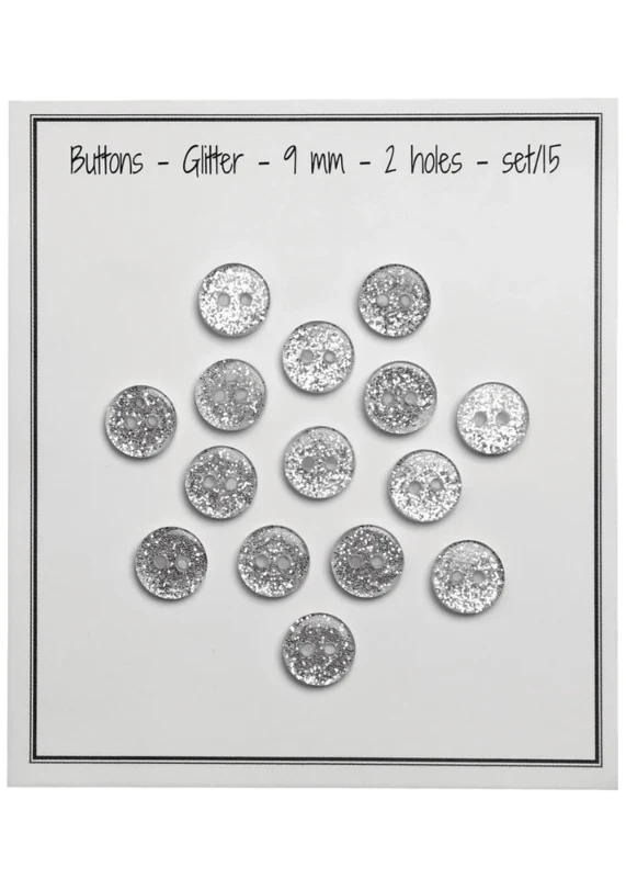 Go Handmade Boutons Pailletés 9 mm Argent