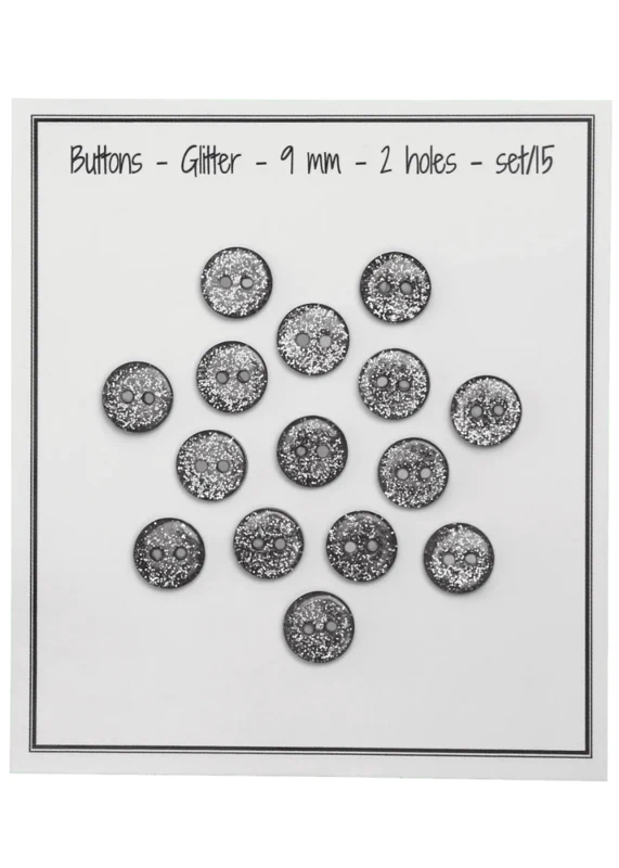 Go Handmade Boutons Pailletés 9 mm Noir