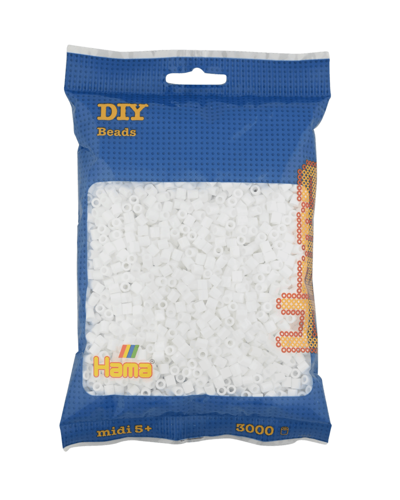 Perles Hama Midi, Couleur unie, 3000 pcs 201-01 Blanc