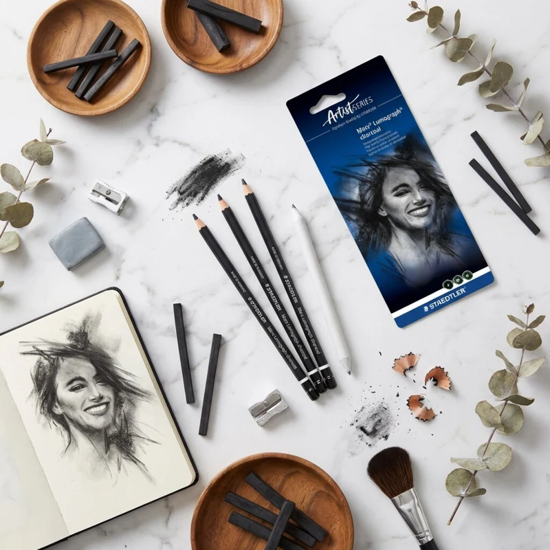 STAEDTLER mars lumograph fusain & souche de dessin, 3 + 1 pc – Image principale