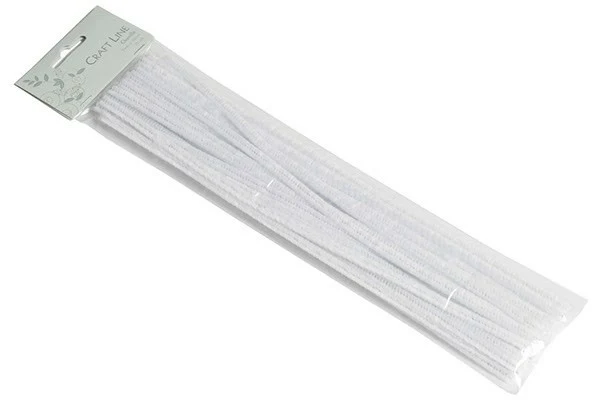 Craft Line Chenille Hvid 0.9x30 cm, 15 stk